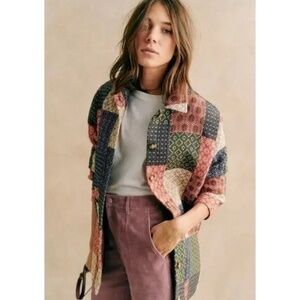 Sezane Will Dama Patchwork Tapestry Jacket Size M